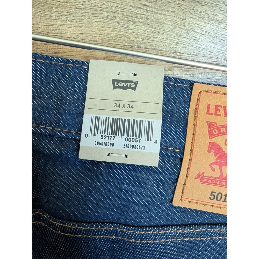 NWT Levi's 501 Original Shrink-To-Fit Jeans Mens 34x34 Blue Denim Straight Leg - Picture 8 of 8